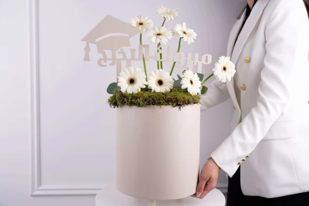 White gerbera cap