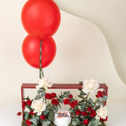 RedHBD box balloon cake
