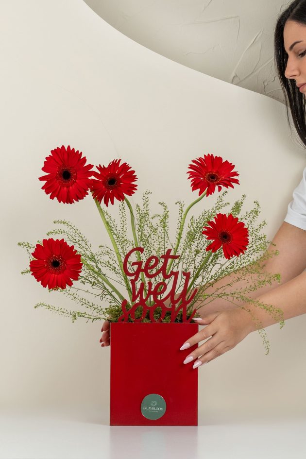 Get well soon red gerbera mix
