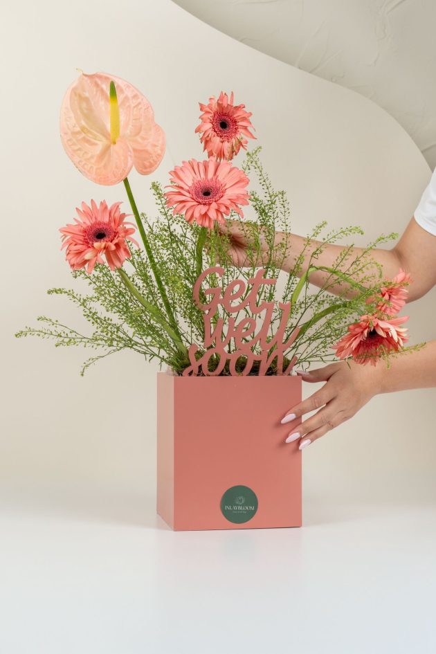 Peach getwellsoon gerbera mix