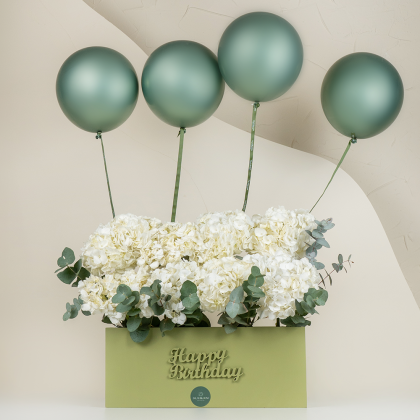 Green HBD balloon flowers