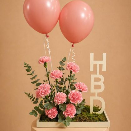 Pink HBD balloons