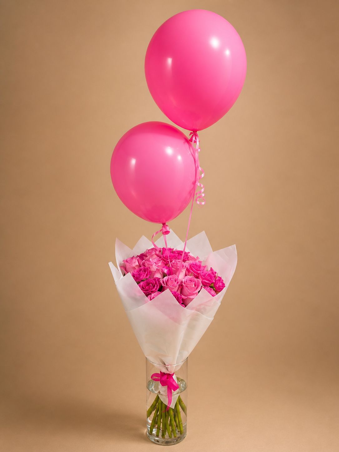 Pink hand bouquet vase