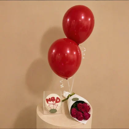 Bento HBD cake with red petals