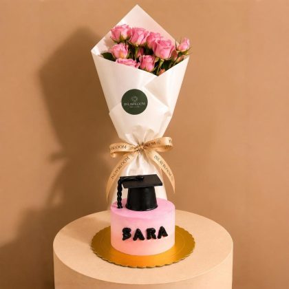 Bento cake with pink petals