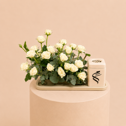 White mubkhar roses