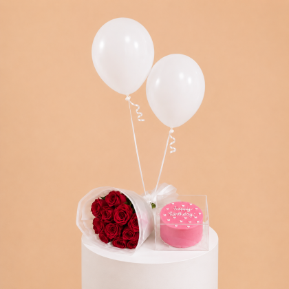 Balloons pure petal cake