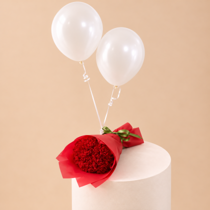 White balloon carnations