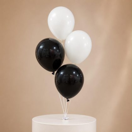 4 B&W Birthday - Helium Balloons